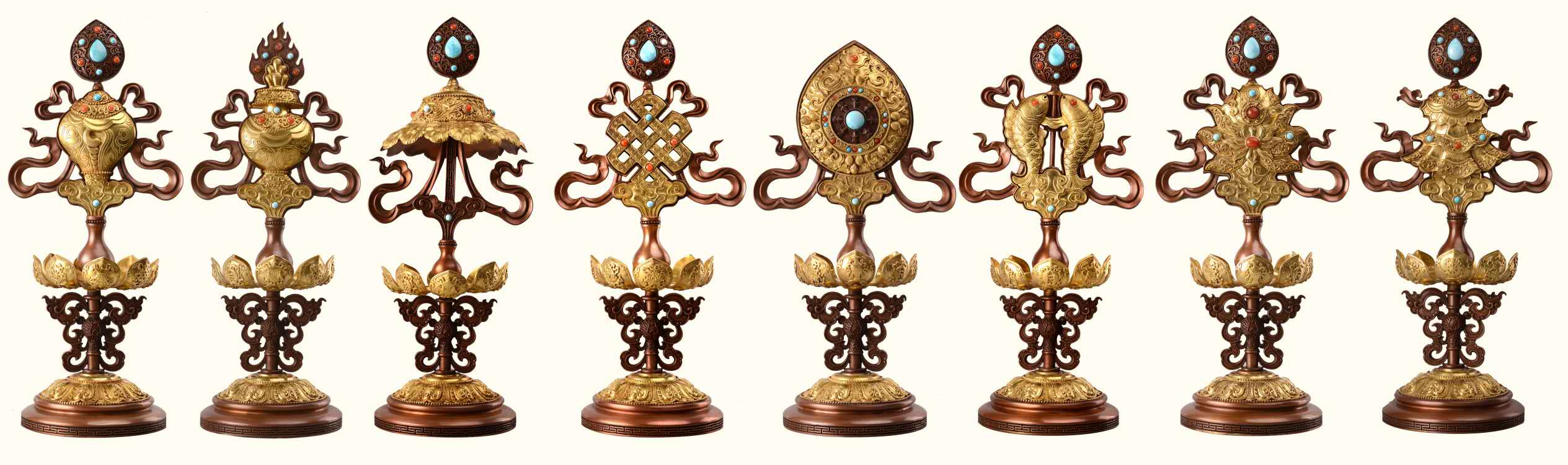 新九鼎銅藝美術(shù)館一號展廳——佛具類：佛前八寶（紫銅）